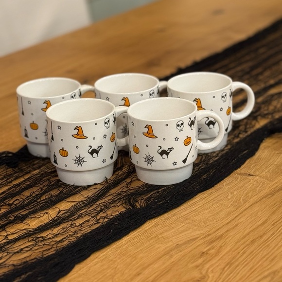 Other - Halloween Themed Ceramic Mug Set - White and Orange autumn